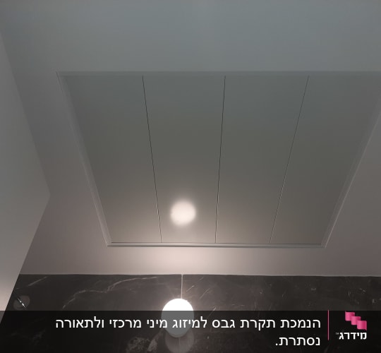תקרת גבס עם לוחות מופרדים ותאורה מרכזית